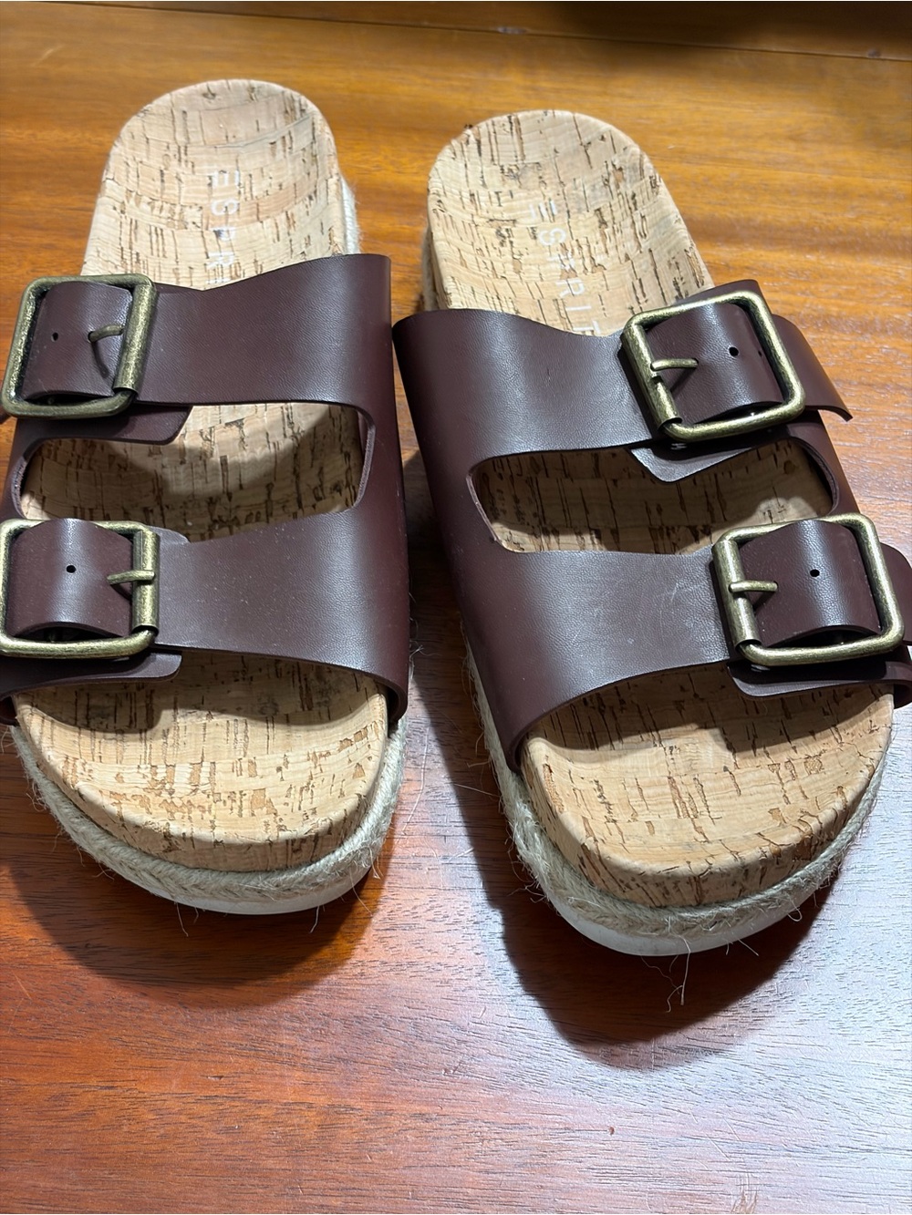 Esprit Brielle Brown Dual Buckle Footbed Sandals